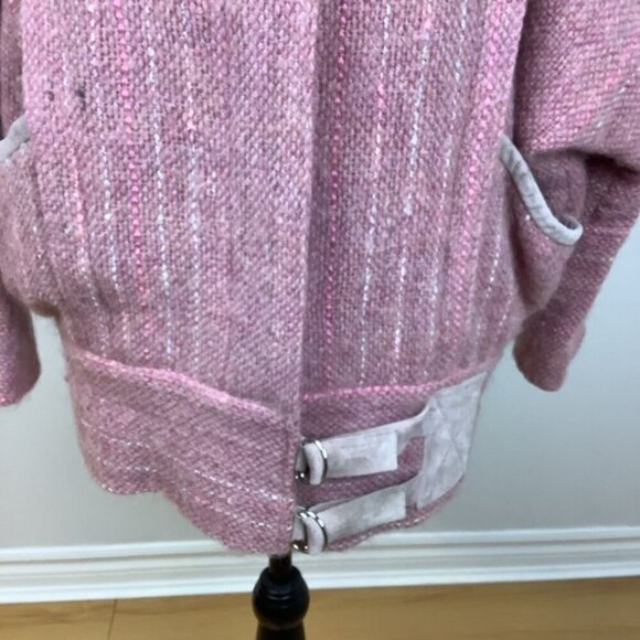 VINTAGE HANDWOVEN WOOL MOHAIR PINK JACKET By JANET KNIGHT S - Picture 4 of 16